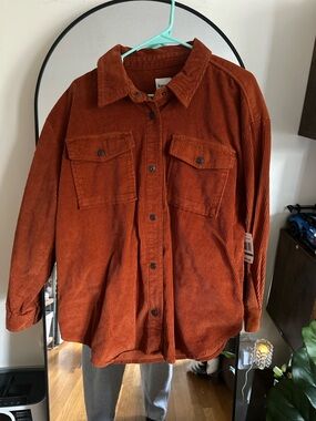 Kensie Men's Rust Orange Corduroy Shirt Jacket